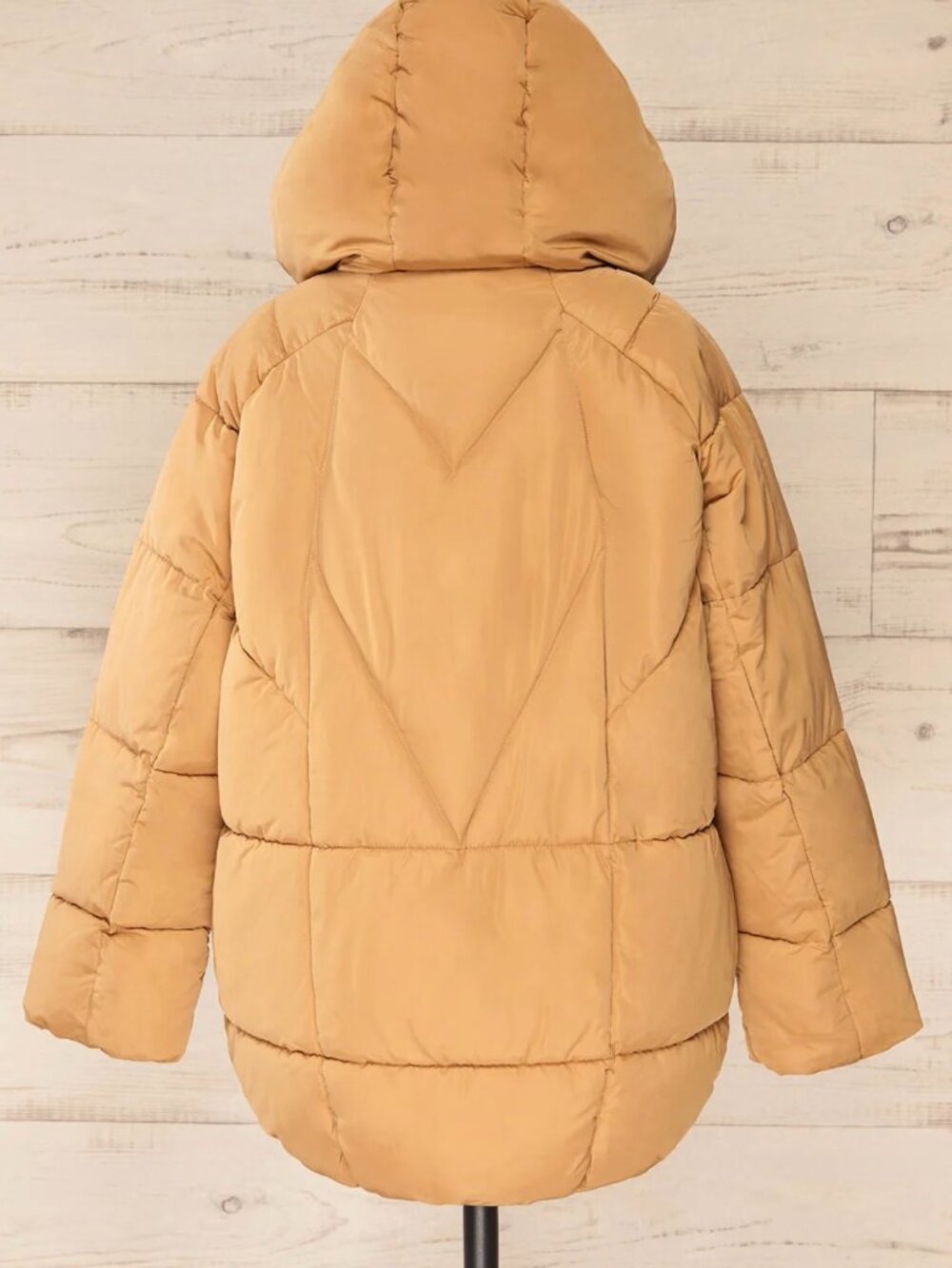 Winter Puffer Jacket Short Oversized Beige S - Picture 12 of 16